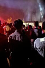 Kebakaran menghanguskan sebuah rumah warga dan merusak satu rumah lainnya di Dusun Lapeo Kenje, Desa Kenje, Kecamatan Campalagian, Kabupaten Polewali Mandar, Senin (17/8/2026) malam. (Foto: Humas Polres Polman)